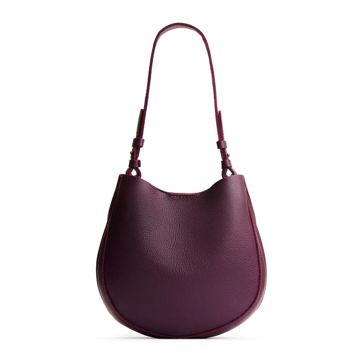 Plum*Medium | Rounded shoulder bag with adjustable strap on a white background