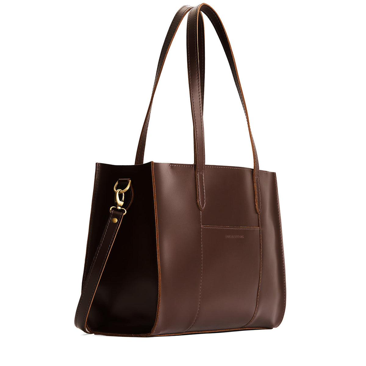 Chocolate Brown*Oversized East/West | Structured wide tote bag with overlapping panels and crossbody strap