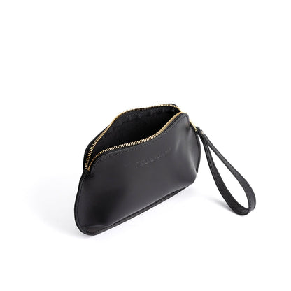 Black*Large | Large pouch with top zipper and curved edges