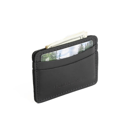 Black | Minimalist leather wallet with card slots