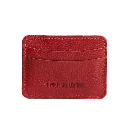 Chili Red | Minimalist leather wallet with card slots and PLG logo