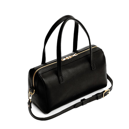 Black*Large | Mini duffle shaped handbag with crossbody strap