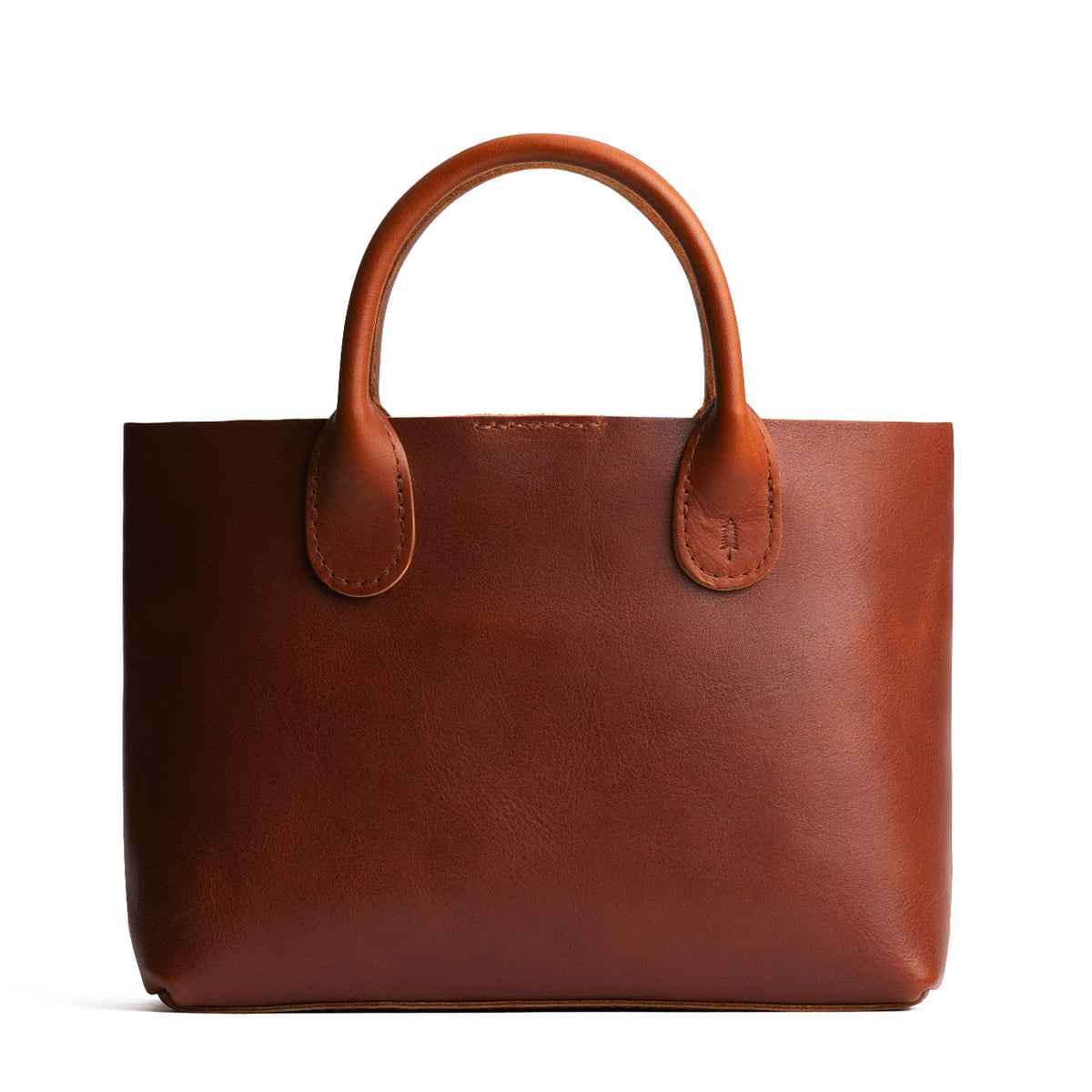 Chestnut*Large | Mid-size tote purse with structured leather handles and crossbody strap