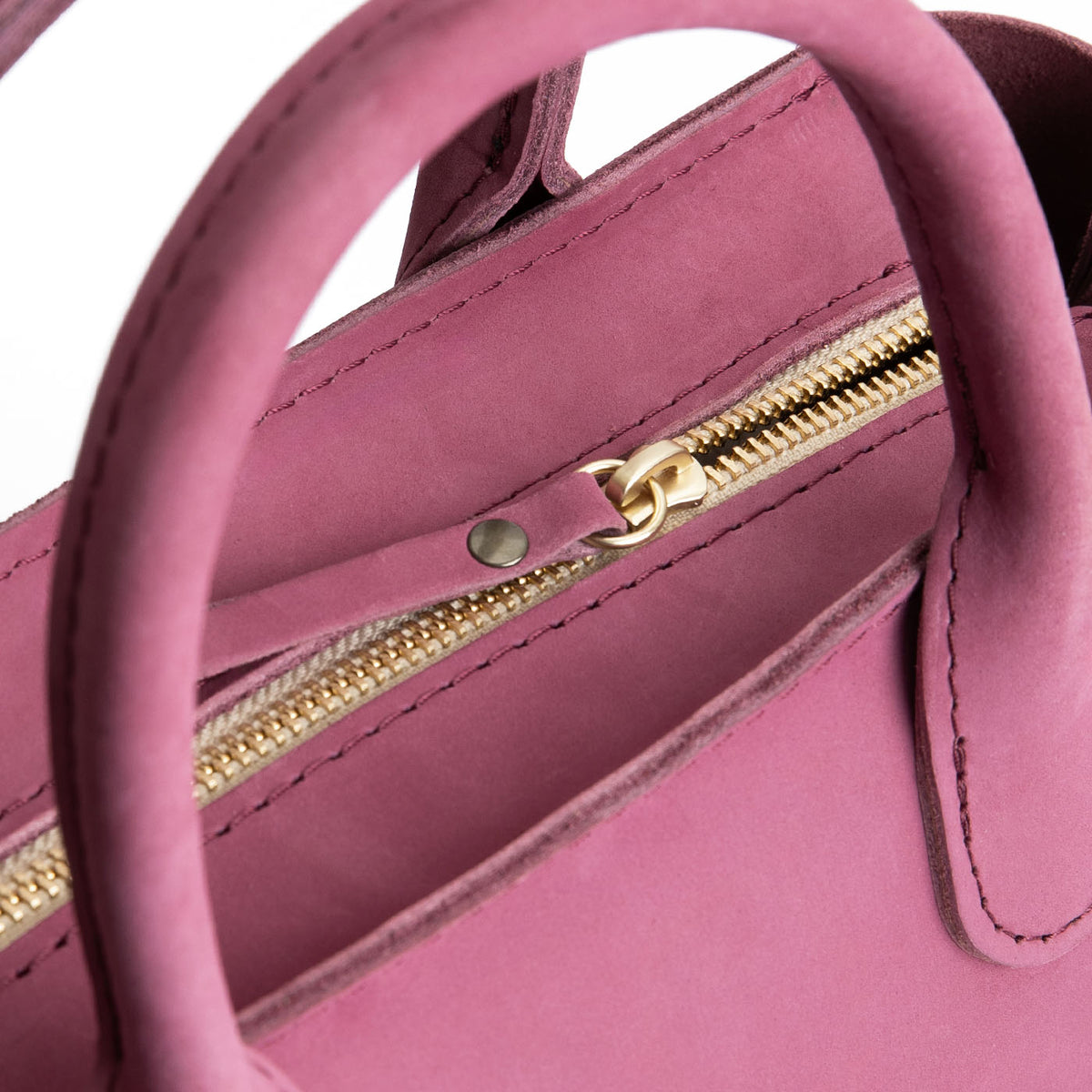 Foxglove*ANY*Zipper | Petite tote purse with structured leather handles and crossbody strap