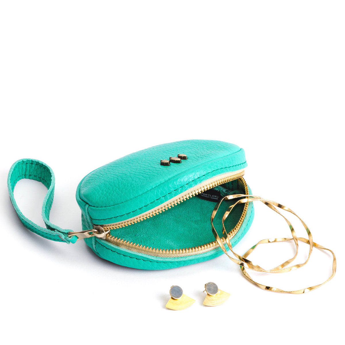 West Palm*Small | Oval shaped pouch with zipper and wristlet strap