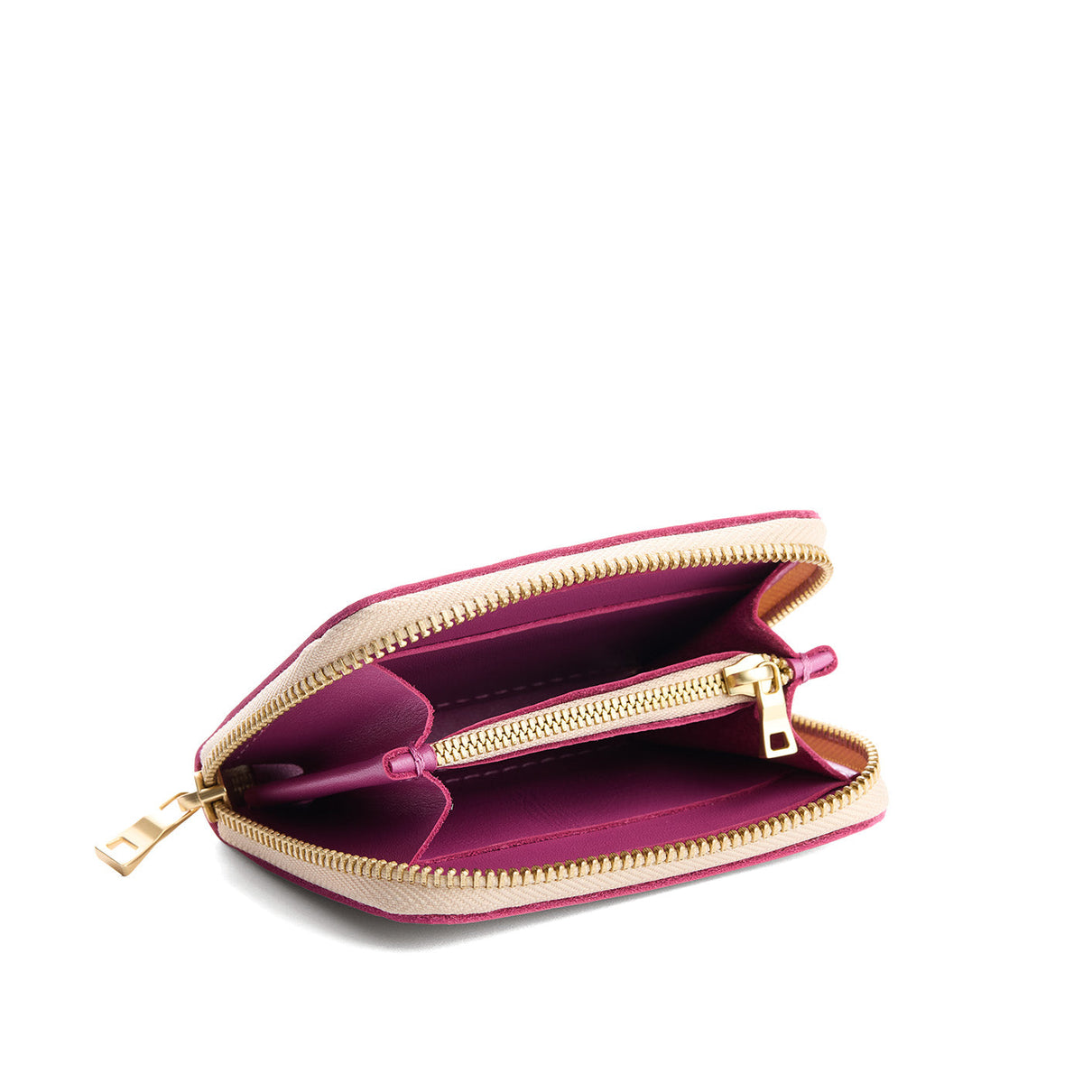 Lip Gloss | Small leather wallet with zipper open