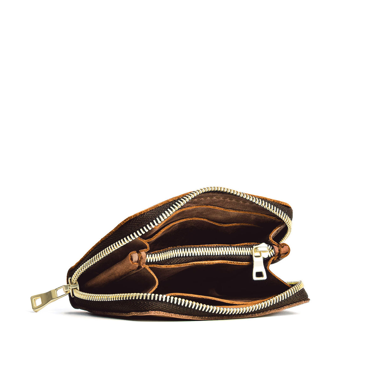 Canyon | Small leather wallet with zipper open