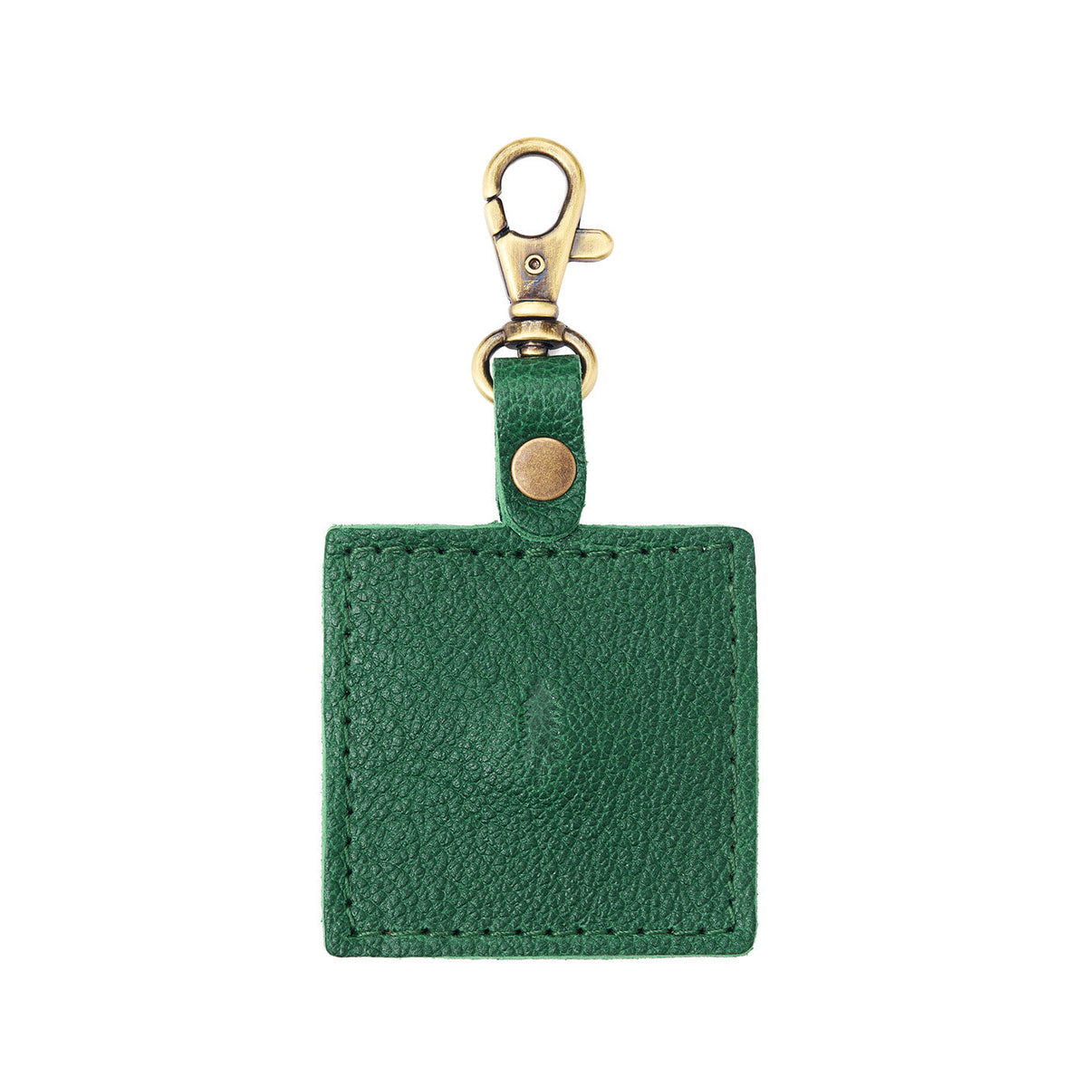 Bacalar | Square-shaped leather AirTag holder with snap closure and swivel lobster claw clasp