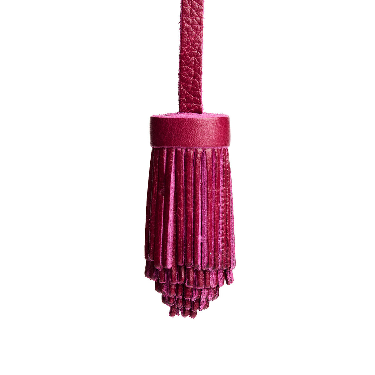 All Color: Orchid | Pom-pom style with tiered leather fringe