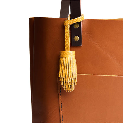 Sunshine | Pom-pom style with tiered leather fringe