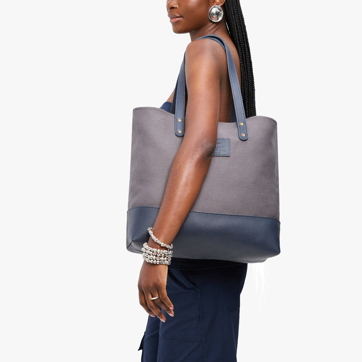 Ash | Canvas tote with leather base and handles