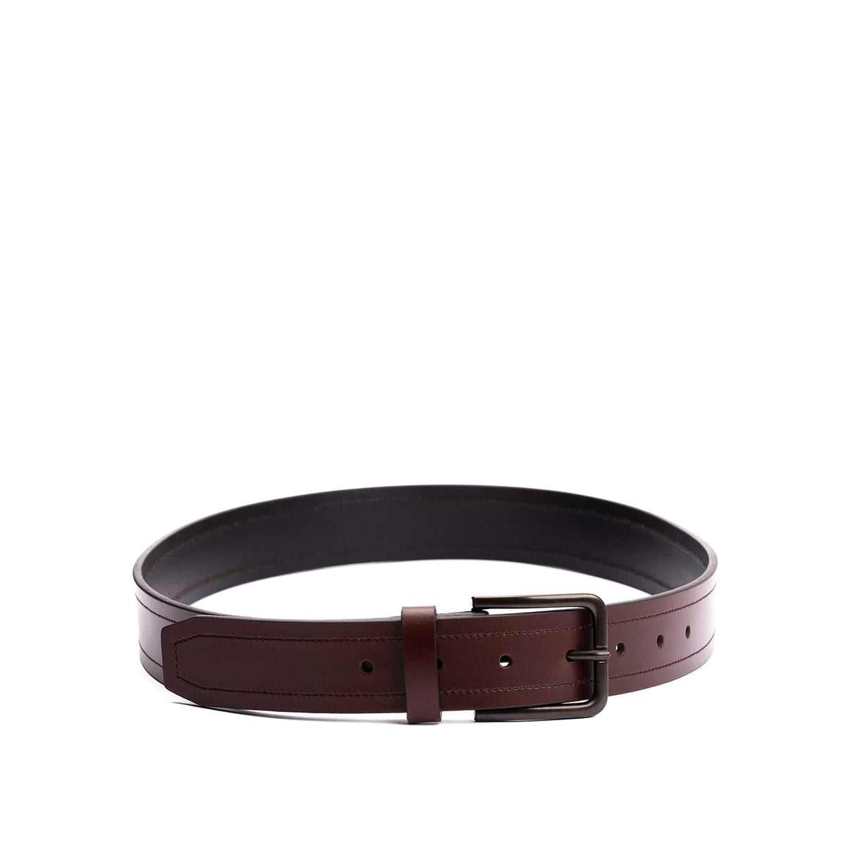 Pecan | Belt with dual stitching detail