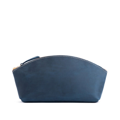 Deep Water*Total Eclipse | Spacious leather makeup bag with curved seams and top zipper