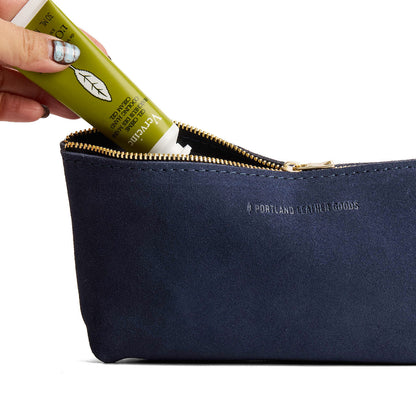 Alaska Blue | Leather utility bag pouch with top zipper