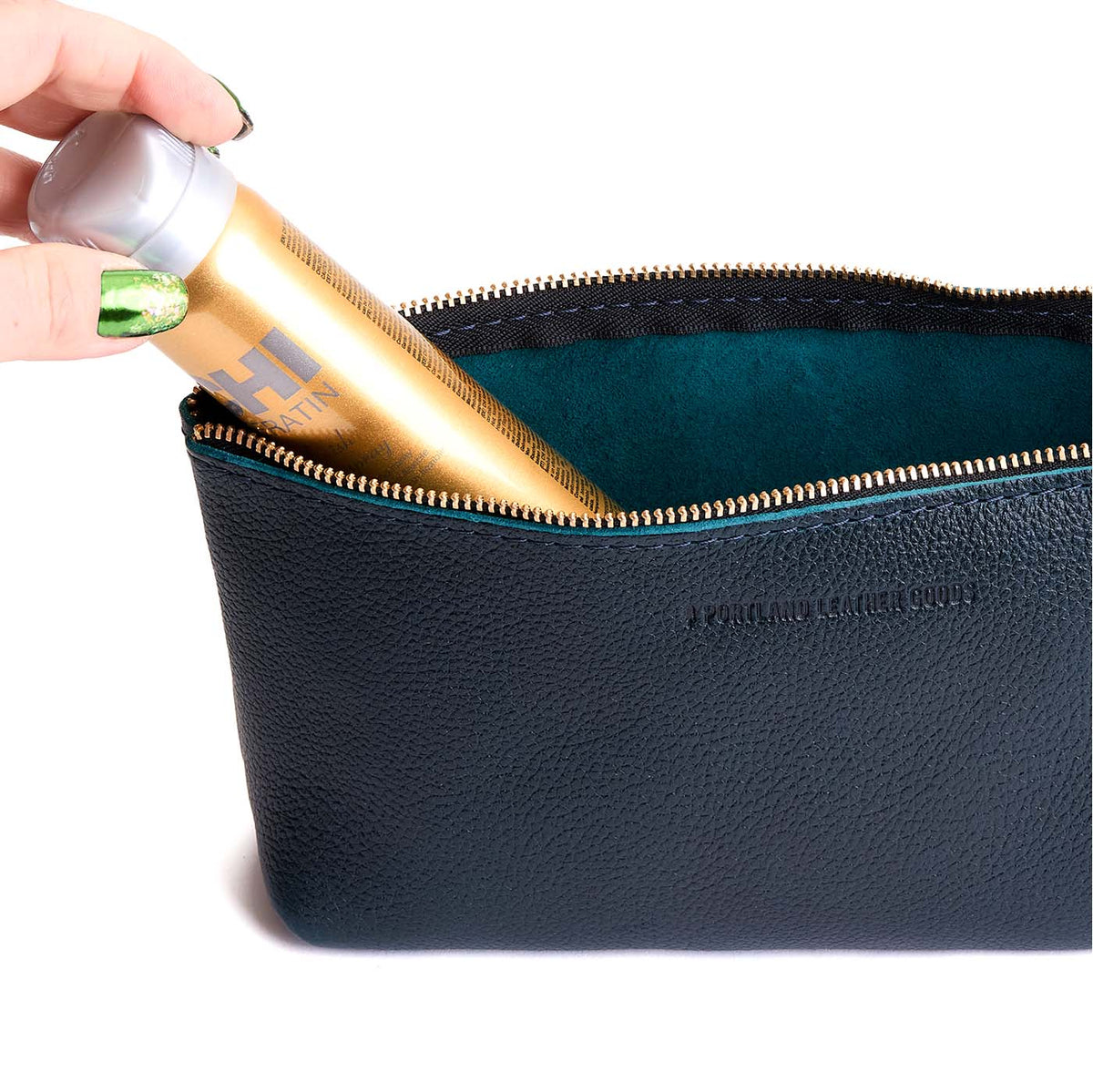 Boreal | Leather utility bag pouch with top zipper
