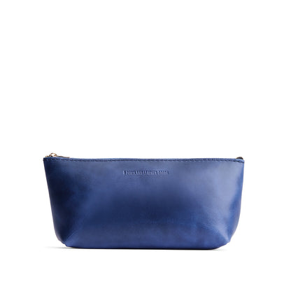 Cowboy Blue | Leather utility bag pouch with top zipper