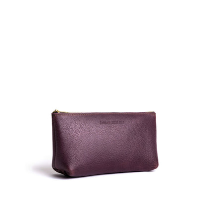 Plum | Leather utility bag pouch with top zipper