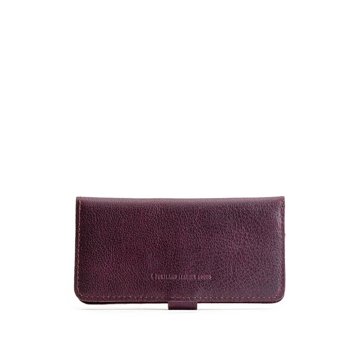 Plum | Back of closed leather wallet