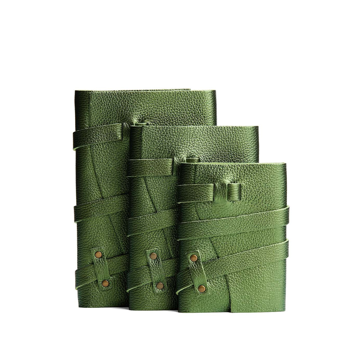 Metallic Greench | Three size comparison of Wrap Journal